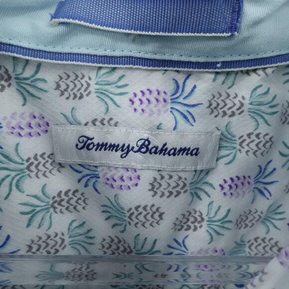 Tommy Bahama Shirt Mens Large White‎ Purple Pineapple Print Short Sleeve Resort - Picture 3 of 16